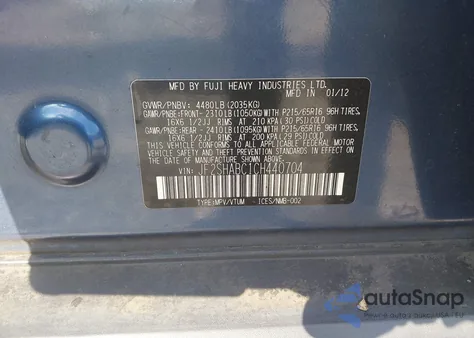 2012 Subaru Forester 2.5X from USA, damaged, VIN JF2SHABC1CH440704